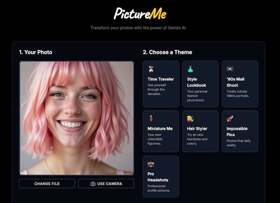 Home panel, with our image on the left and the options on the right