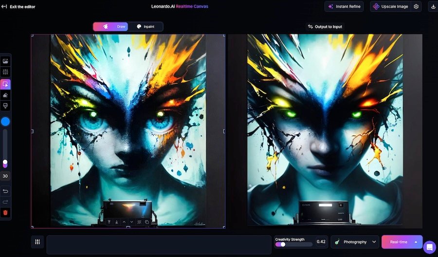 Appearance of the home screen when you start using Leonardo Canvas Editor