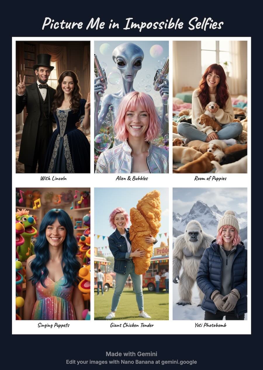 example of the album generated with the ‘Impossible Pics’ option, containing 6 images.